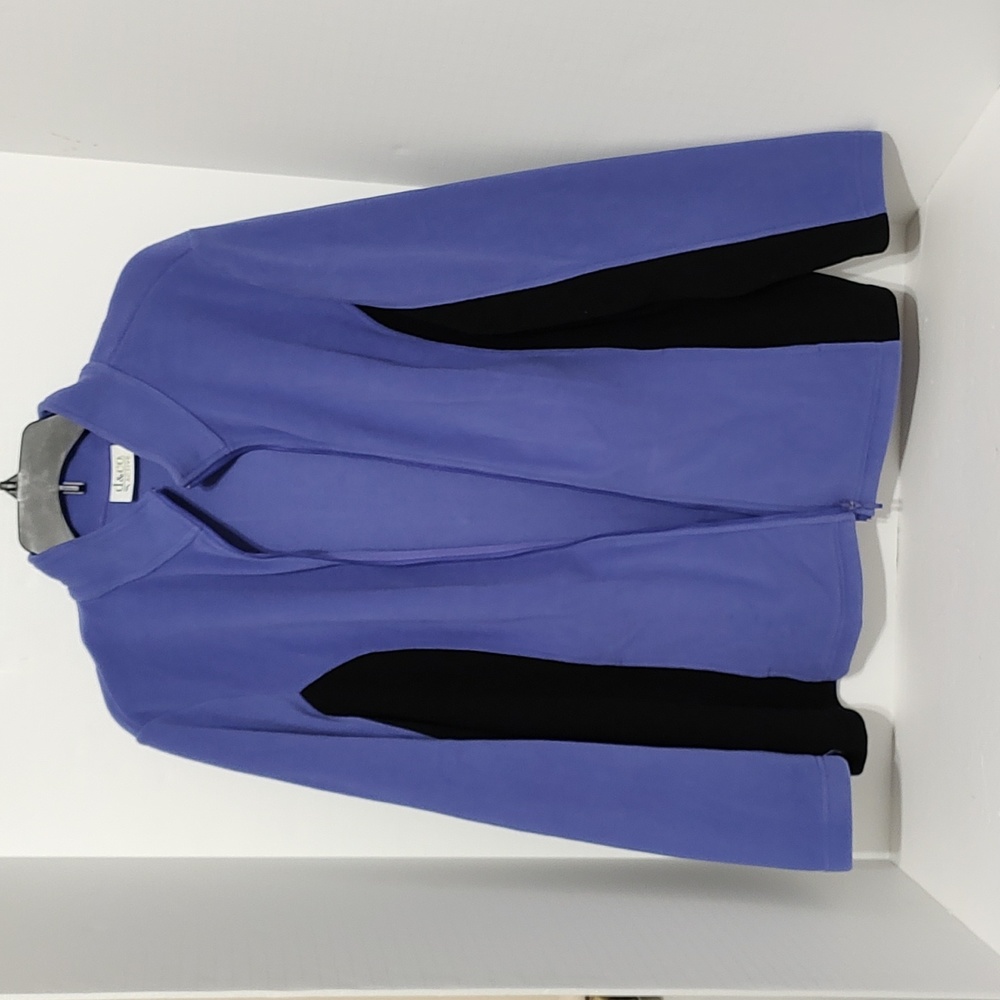 New Denim & Co. Purple and Black Fleece Jacket sz Large